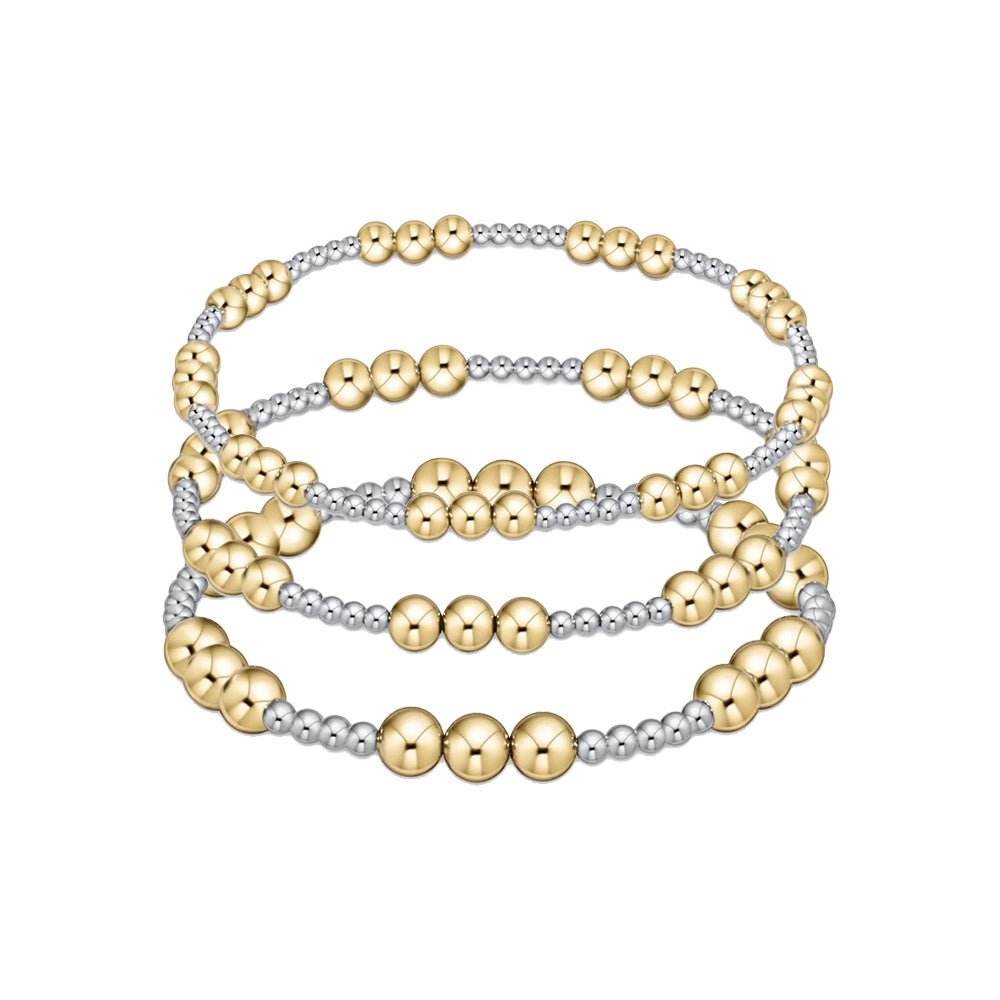 CCGOOD Mix Color Beads Bracelet in Silver  with Gold Ball Accent Bracelets Stack Fashionable Jewelry