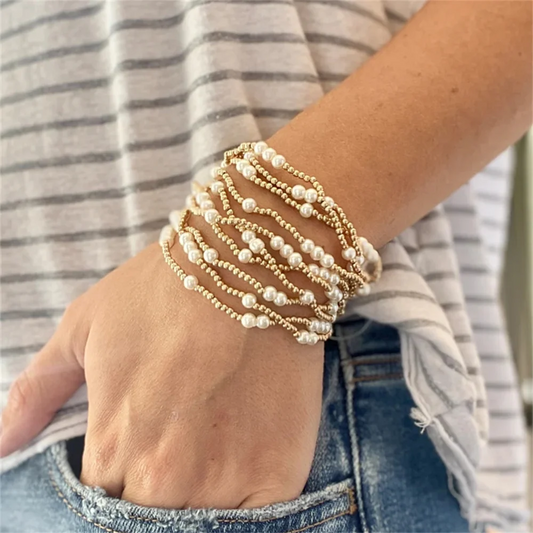 CCGOODGold Ball Beads Bracelets Irregular Pearl Beaded Elastic Bracelet Exquisite Jewelry