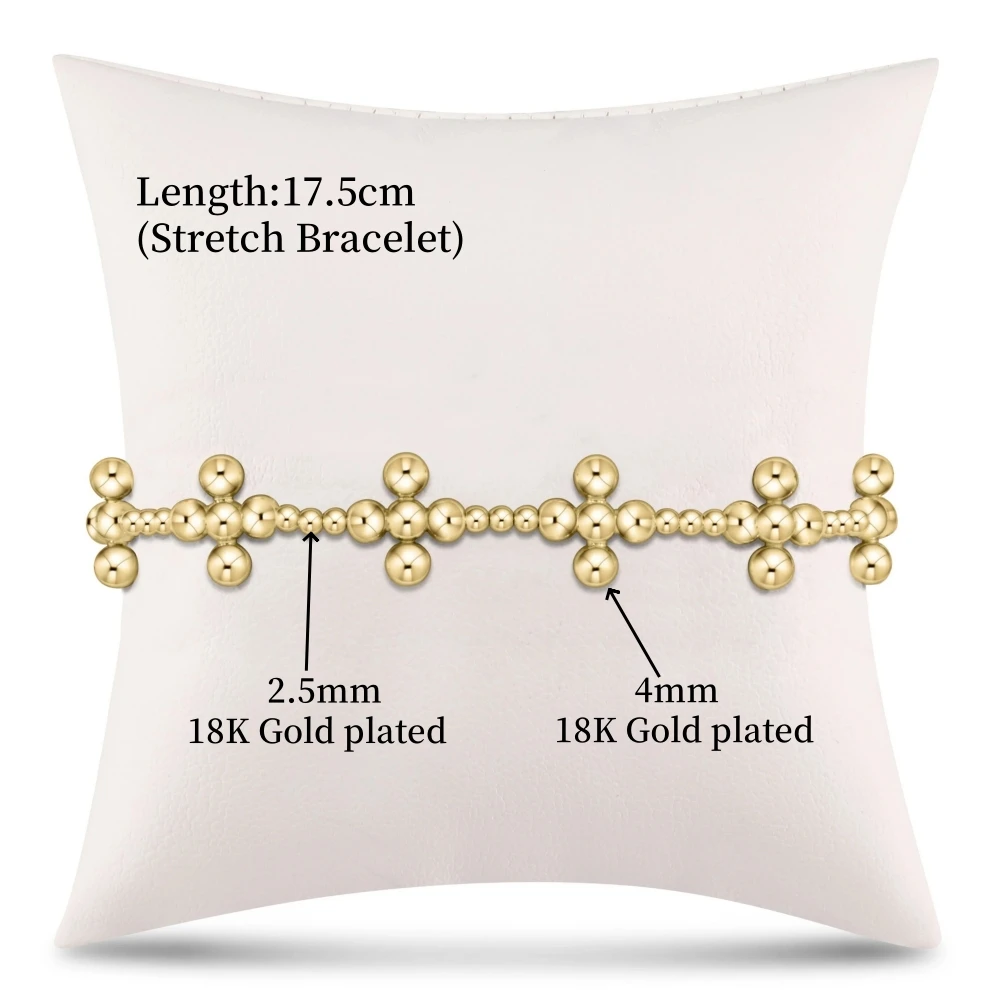 CCGOOD18K Gold Bead Ball Strand Bracelet Stack Cross Bracelets Classic Metal Jewelry