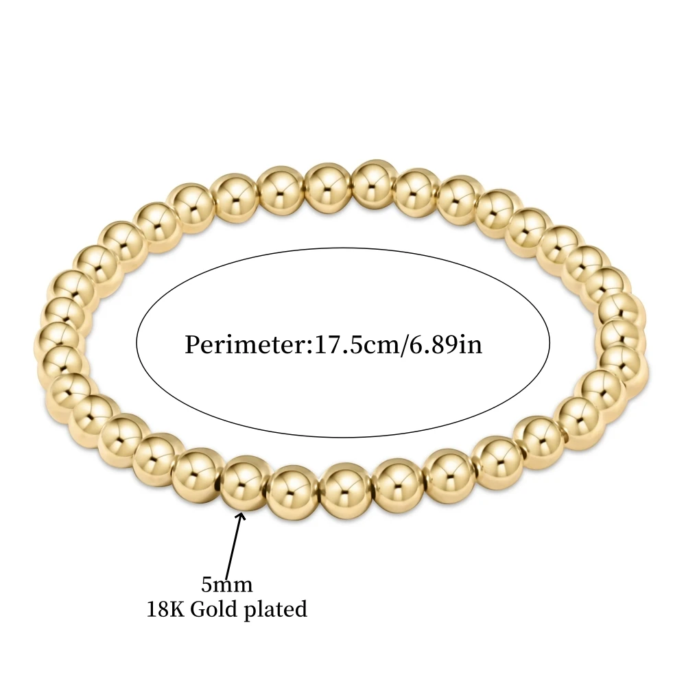 CCGOOD18K Gold Bead Ball Strand Bracelet Stack Cross Bracelets Classic Metal Jewelry