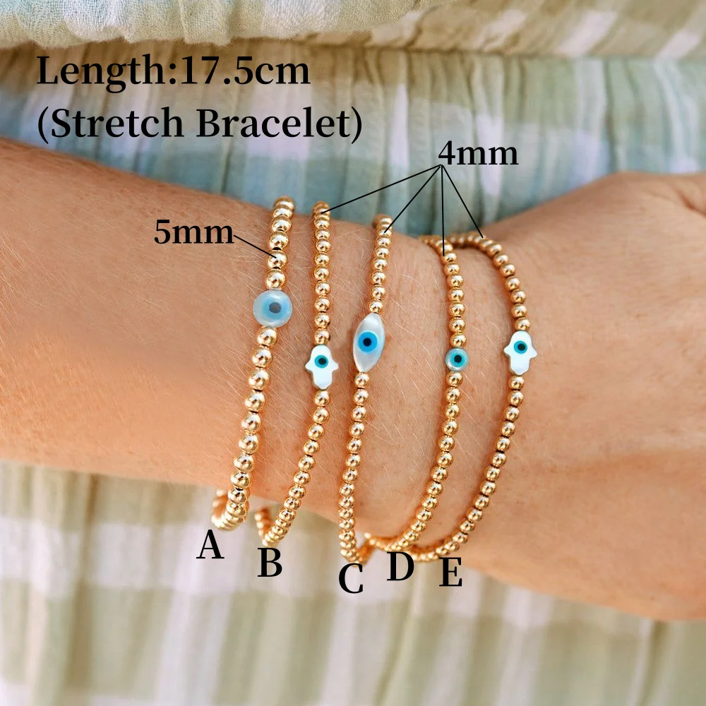 CCGOOD Bracelets porte-bonheur contre le mauvais œil Bracelet main de Fatima pour femme Perles en plaqué or 18 carats Pulseras extensibles Bijoux de protection