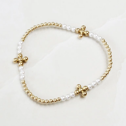 CCGOOD Christian Cross Bracelets Pearl 18 K Gold Plated Beads Mixed Bracelet for Women High Quality Jewelry