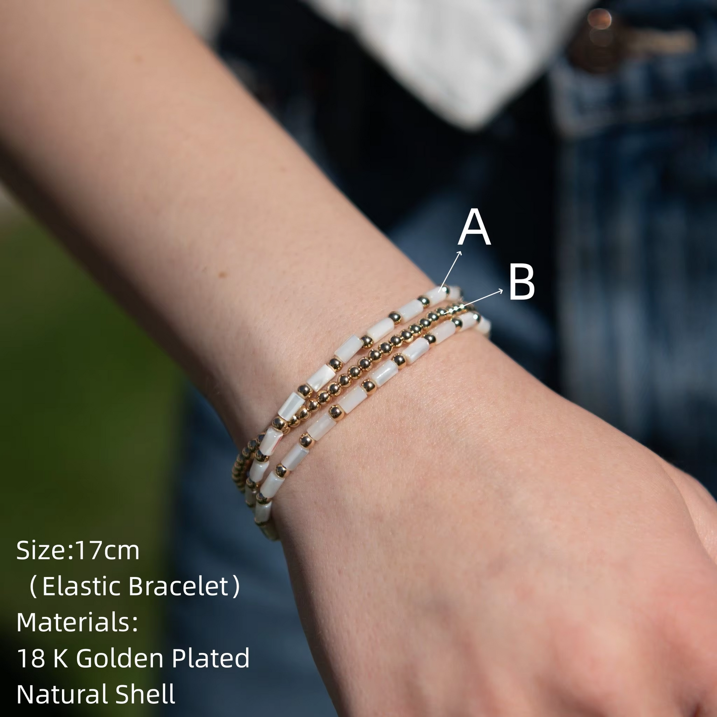 CCGOOD Natural Shell Tube Beaded Bracelet Summer Beach Boho Jewelry 18 K Golden Plated Bracelet for Women Pulseras Mujer