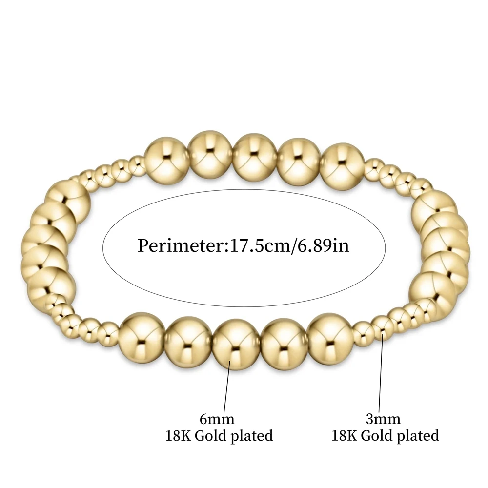 CCGOOD  Stack Gold Color Ball Beads Bracelet Statement Jewelry 18 K Gold Plated Beaded Accent Bracelet for Women Pulseras Mujer