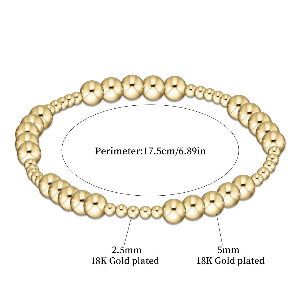 CCGOOD  Stack Gold Color Ball Beads Bracelet Statement Jewelry 18 K Gold Plated Beaded Accent Bracelet for Women Pulseras Mujer