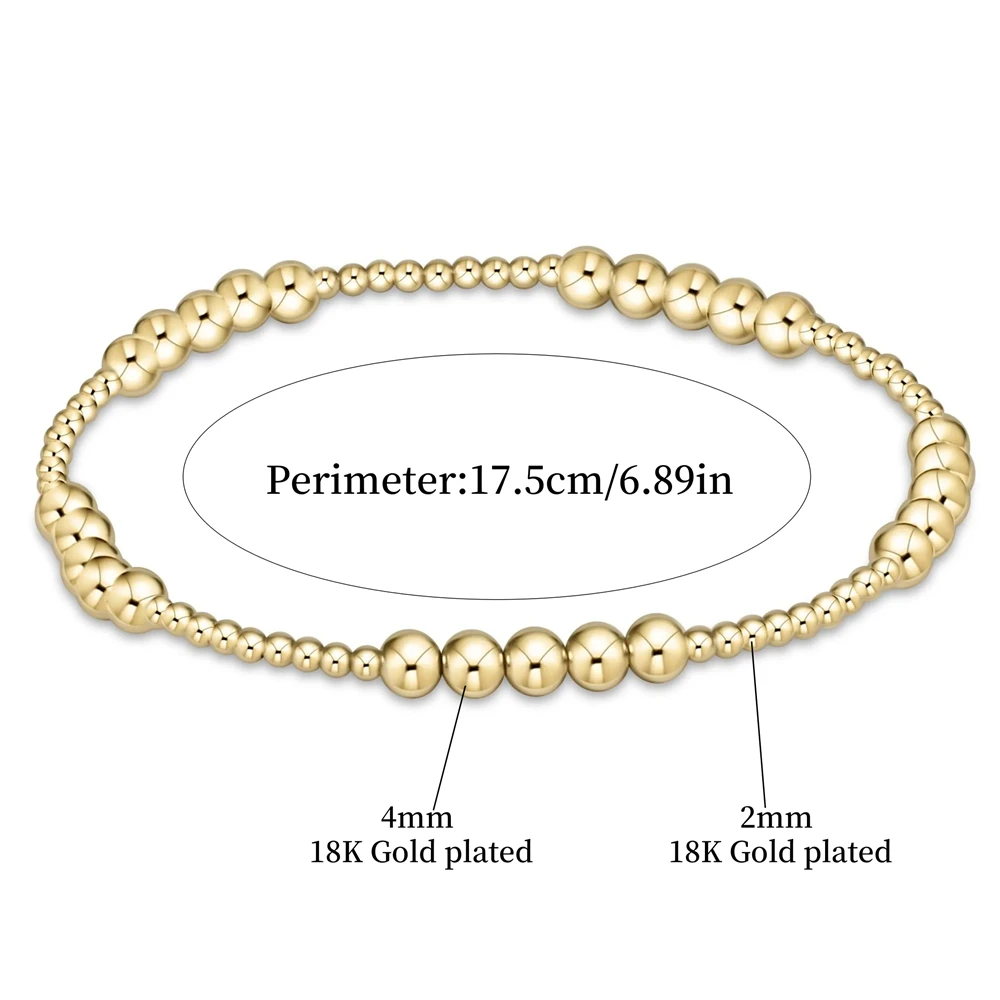 CCGOOD  Stack Gold Color Ball Beads Bracelet Statement Jewelry 18 K Gold Plated Beaded Accent Bracelet for Women Pulseras Mujer