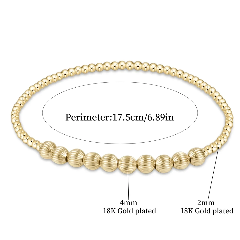 CCGOOD  Stack Gold Color Ball Beads Bracelet Statement Jewelry 18 K Gold Plated Beaded Accent Bracelet for Women Pulseras Mujer