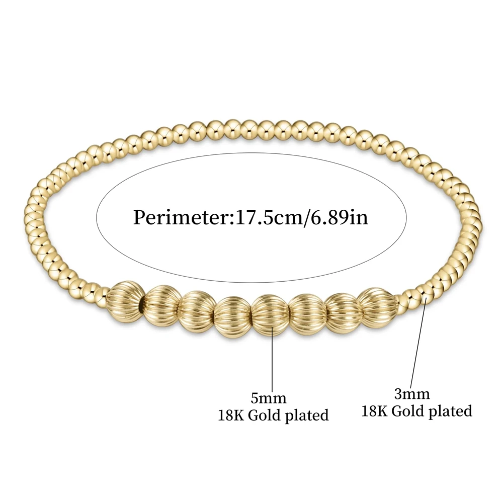 CCGOOD  Stack Gold Color Ball Beads Bracelet Statement Jewelry 18 K Gold Plated Beaded Accent Bracelet for Women Pulseras Mujer