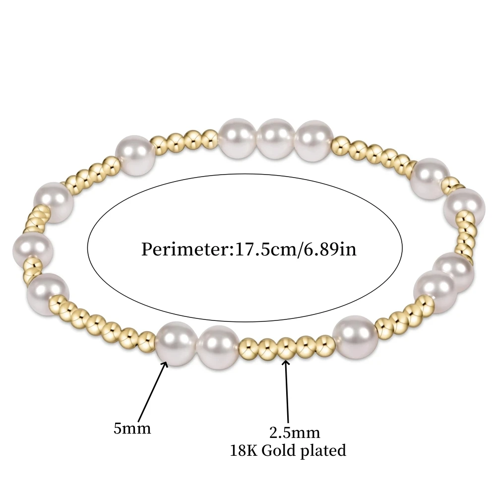 CCGOOD Stack Ball Beads Tiny Bracelets for Women Pearl Cross Bracelet 18 K Gold Plated Metal Trendy Jewelry Accessories