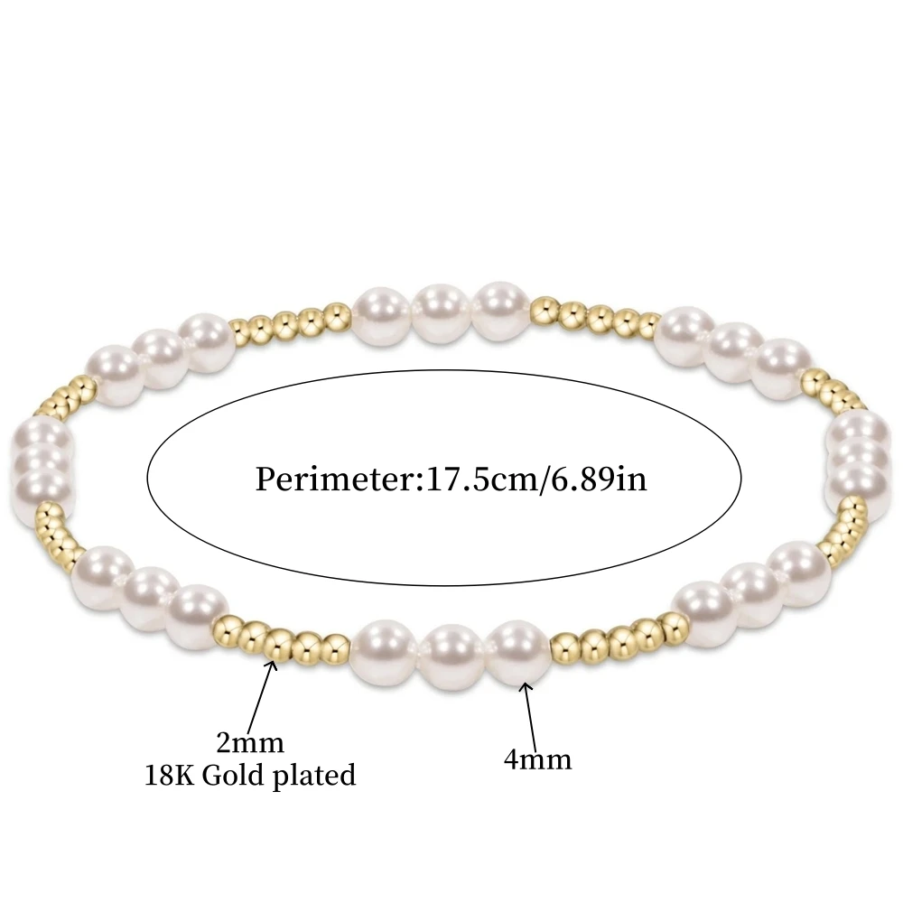 CCGOOD Stack Ball Beads Tiny Bracelets for Women Pearl Cross Bracelet 18 K Gold Plated Metal Trendy Jewelry Accessories