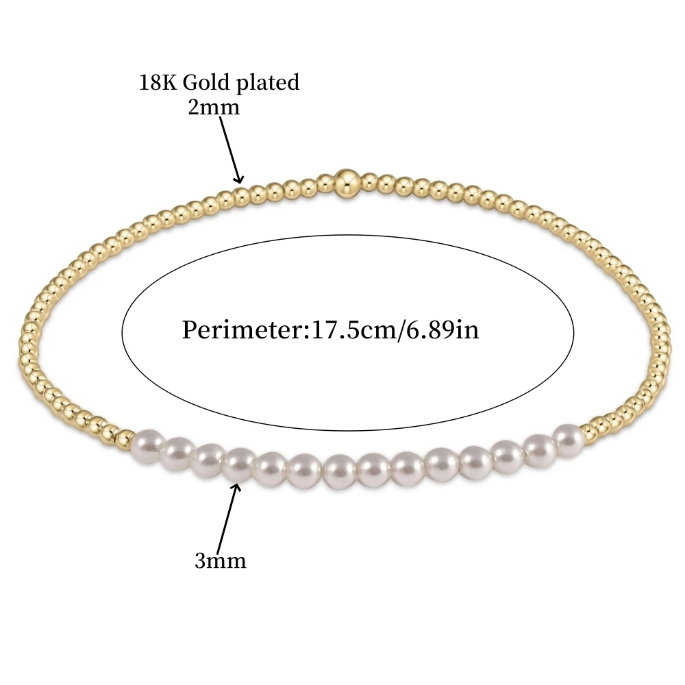 CCGOOD Stack Pearl Beads Bracelet 18 K Gold Plated Ball Bracelets for Women Metal Elastic Pulseras Trendy Jewelry Accessories