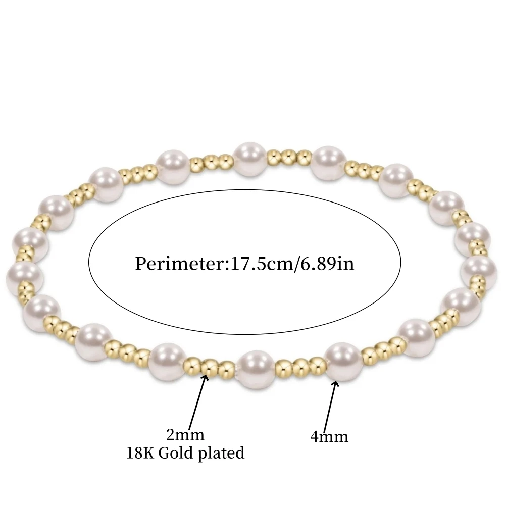 CCGOOD Stack Pearl Beads Bracelet 18 K Gold Plated Ball Bracelets for Women Metal Elastic Pulseras Trendy Jewelry Accessories