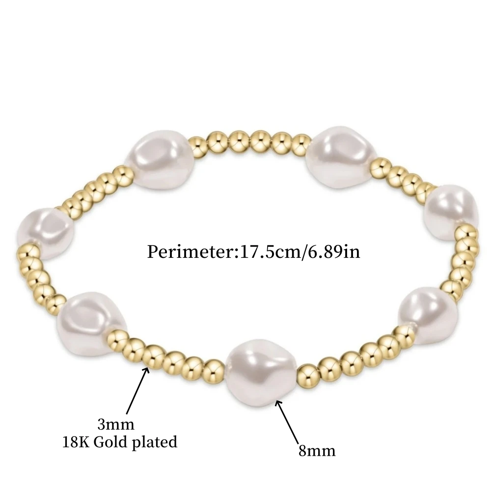 CCGOOD Stack Pearl Beads Bracelet 18 K Gold Plated Ball Bracelets for Women Metal Elastic Pulseras Trendy Jewelry Accessories