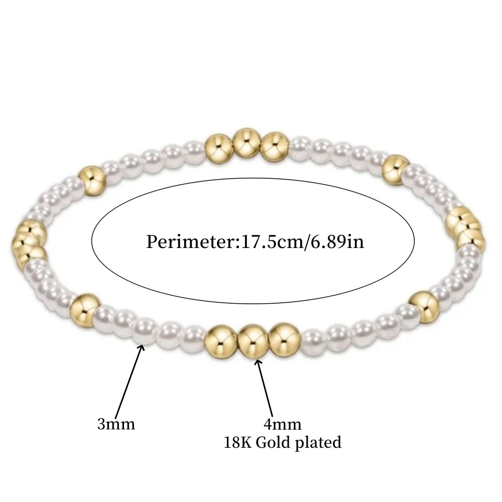 CCGOOD Stack Pearl Beads Bracelet 18 K Gold Plated Ball Bracelets for Women Metal Elastic Pulseras Trendy Jewelry Accessories