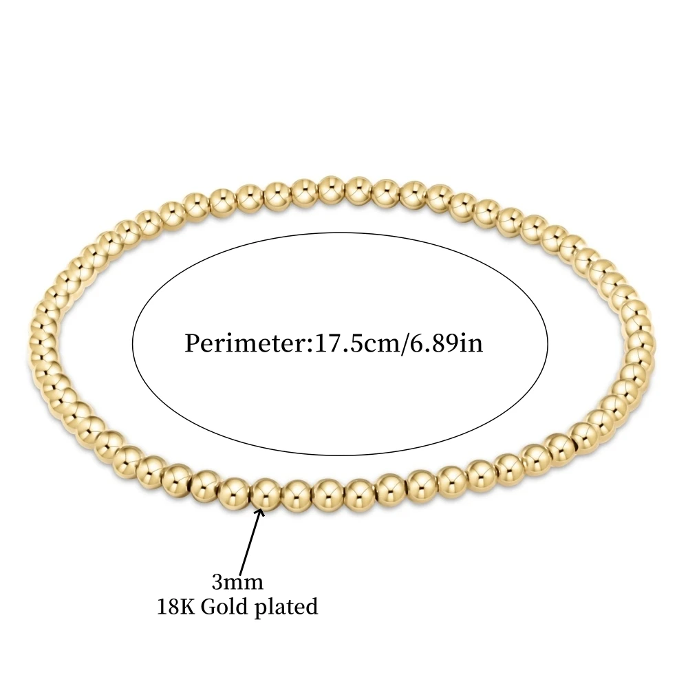 CCGOOD Stack Pearl Beads Bracelet 18 K Gold Plated Ball Bracelets for Women Metal Elastic Pulseras Trendy Jewelry Accessories