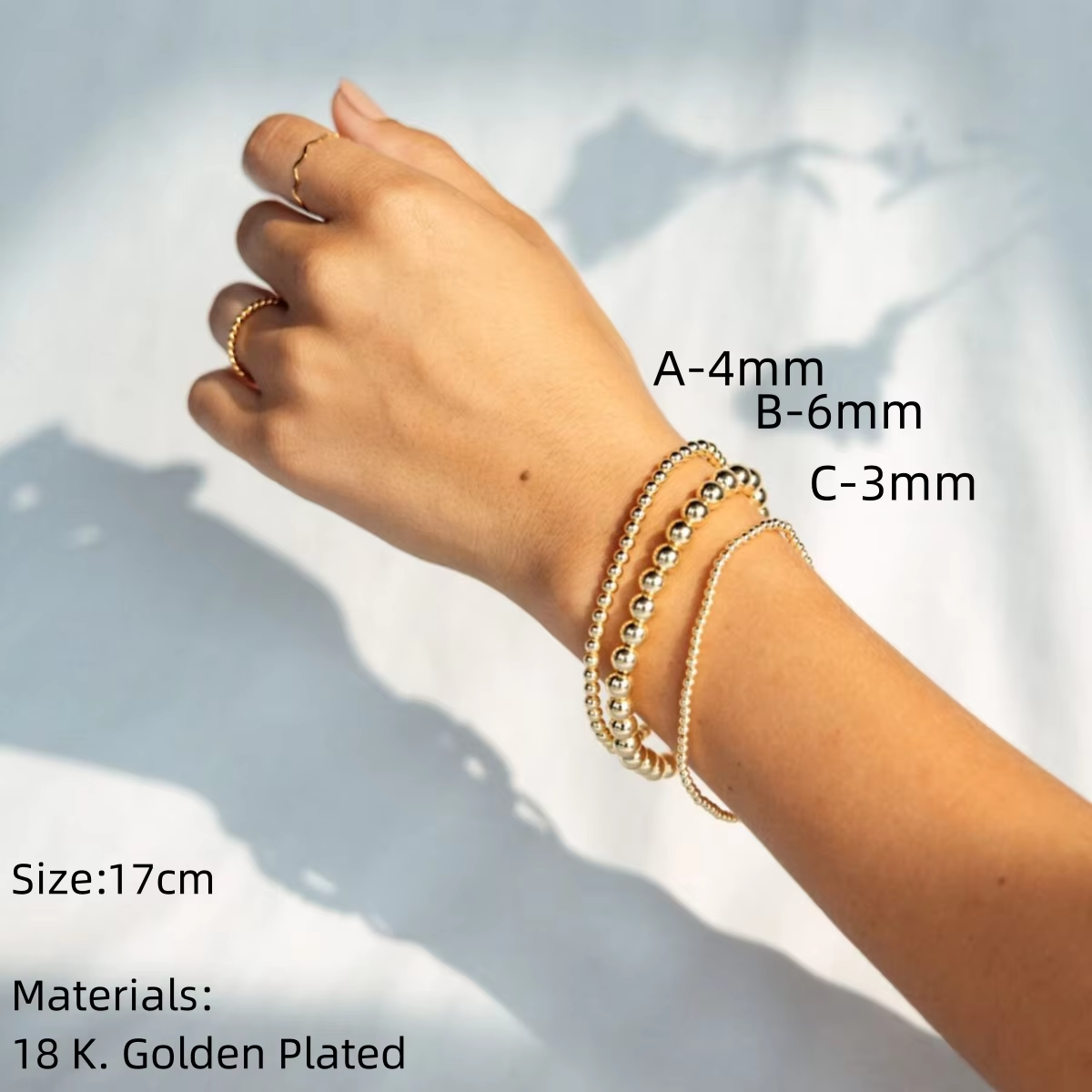 CCGOOD Gold Plated Beaded Bracelet for Women Stretch Bracelets Minimalist Boho Jewelry Stackable Pulseras Gift for Gilr Friend