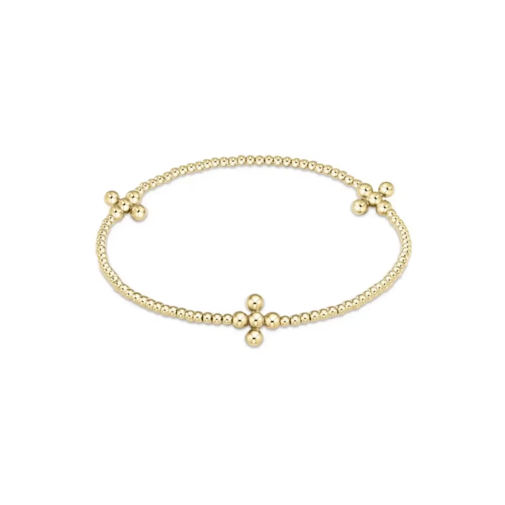 CCGOOD Gold Colo Cross Christian Bracelet for Women Simple Handmade Jewelry 18 K Gold Plated Beads Bracelet High Quality Pulseras