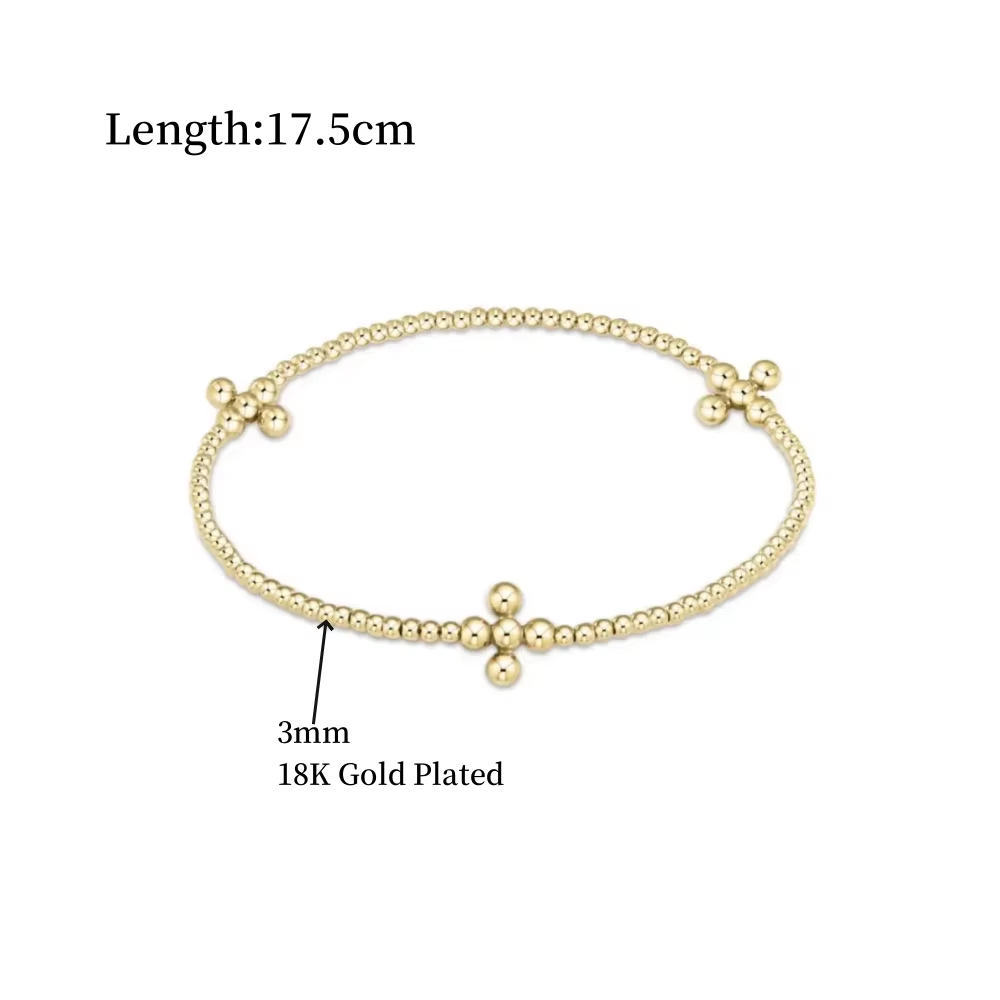 CCGOOD Gold Colo Cross Christian Bracelet for Women Simple Handmade Jewelry 18 K Gold Plated Beads Bracelet High Quality Pulseras