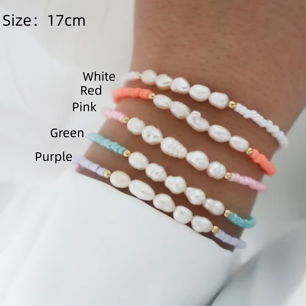 CCGOOD  Natural Freshwater Pearls Bracelet for Women Adjustable Luxury Miyuki Glass Seed Beads Bracelets Stack Summer Beach Jewelry