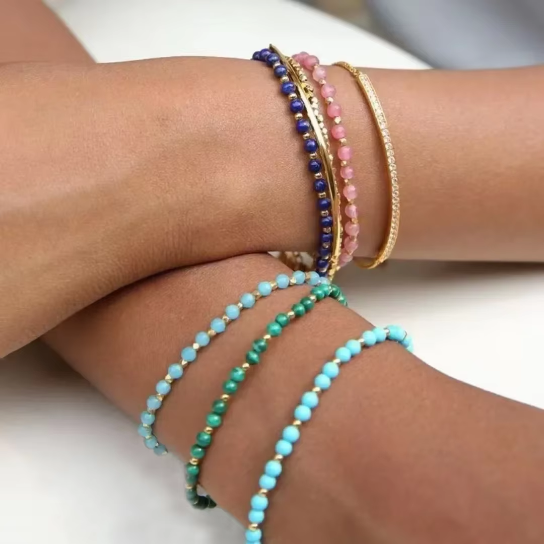 CCGOOD Natural Stone Bracelets Women 4mm Semi-Precious Stones Bracelet High Quality Luxury Jewelry Boho Bohemian Pulseras