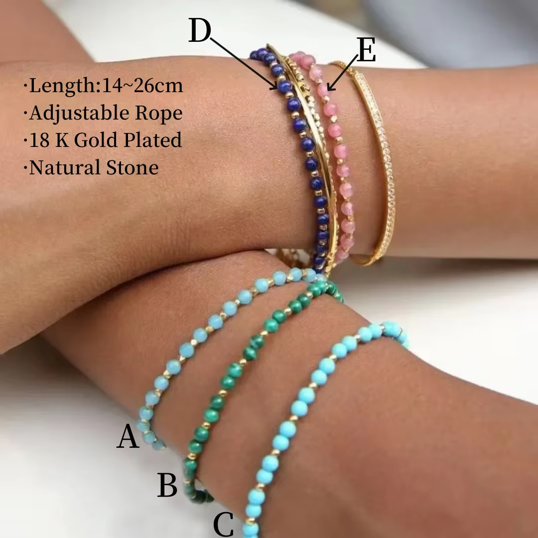 CCGOOD Natural Stone Bracelets Women 4mm Semi-Precious Stones Bracelet High Quality Luxury Jewelry Boho Bohemian Pulseras