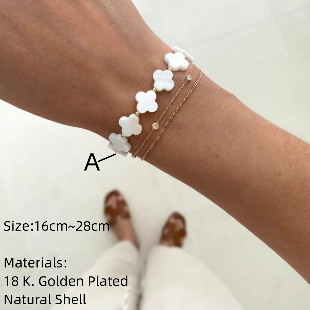 CCGOOD  Shelly Flower Summer Bracelet Christian Jewelry 18 K Metal Gold Color Beads Bracelet Stackable Pulseras Mujer