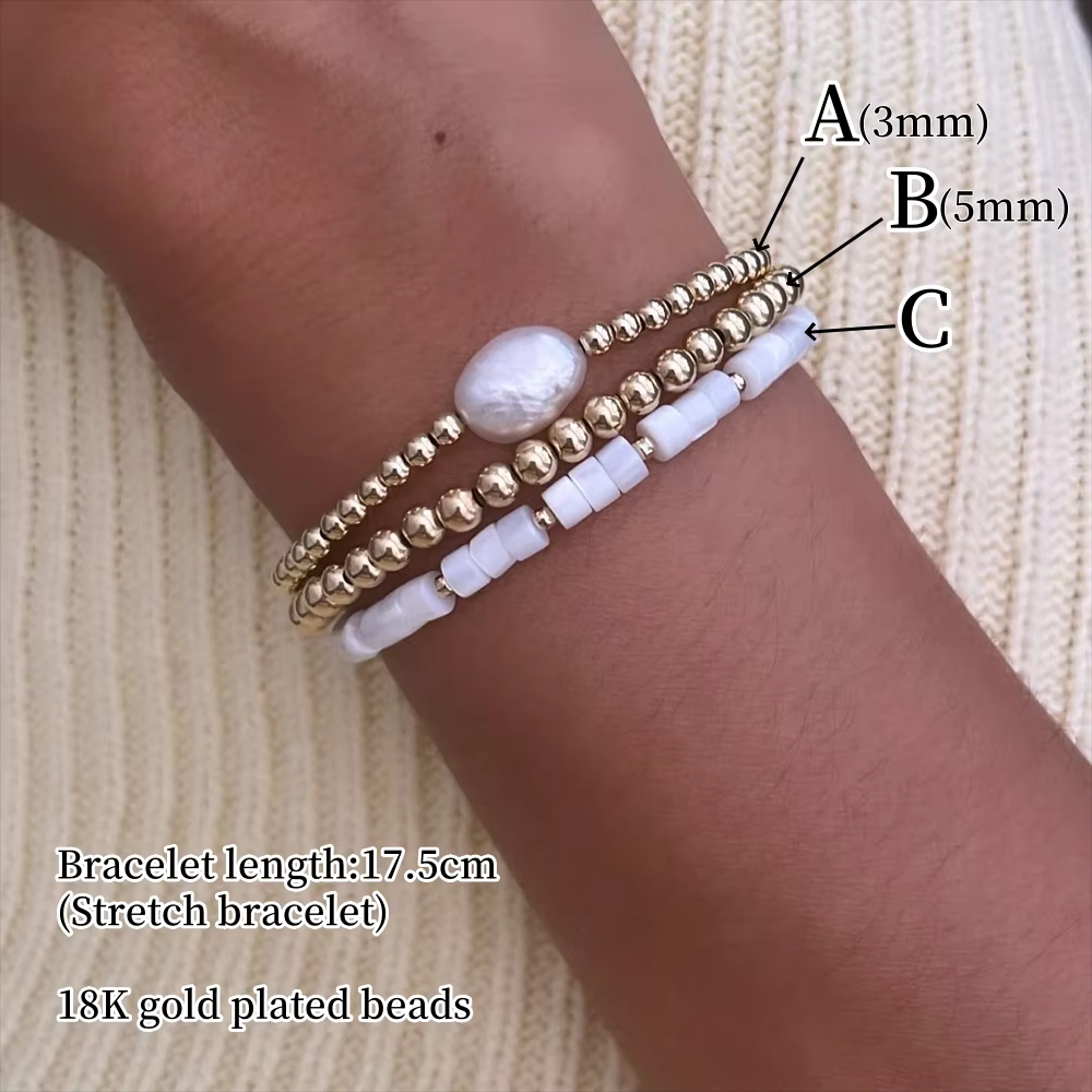 CCGOOD  Stackable 18 K Gold Plated Beads Bracelets Natural Stone Bracelet Vintage Jewellery Women Accesorios Pulseras Mujer