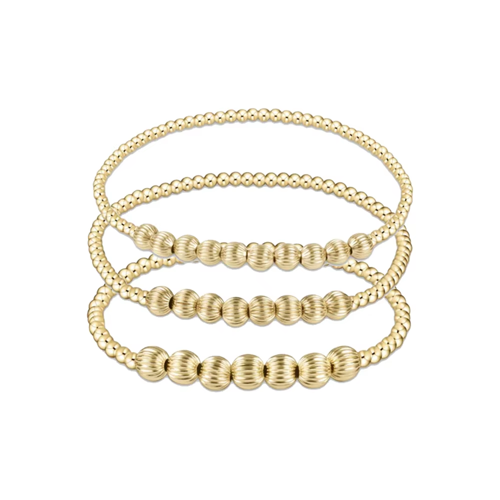 CCGOOD Stack Gold Plated Ball Beads Bracelet Metal Beaded Textured Bracelets Vintage Jewelry Women Stylish Accessories