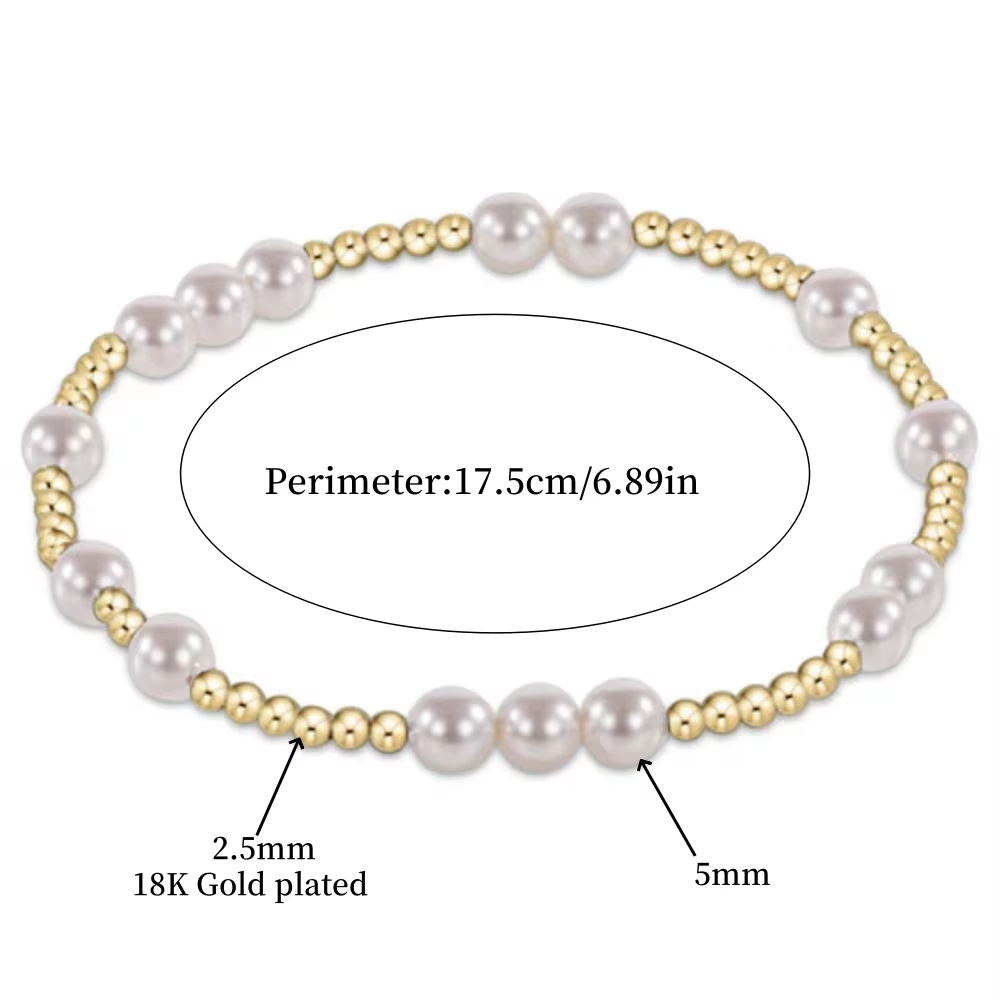 CCGOOD Stackable Pearl Bracelet 18 K Gold Plated Ball Beads Bracelets Pulseras Trendy Jewelry Women Lady Accessories