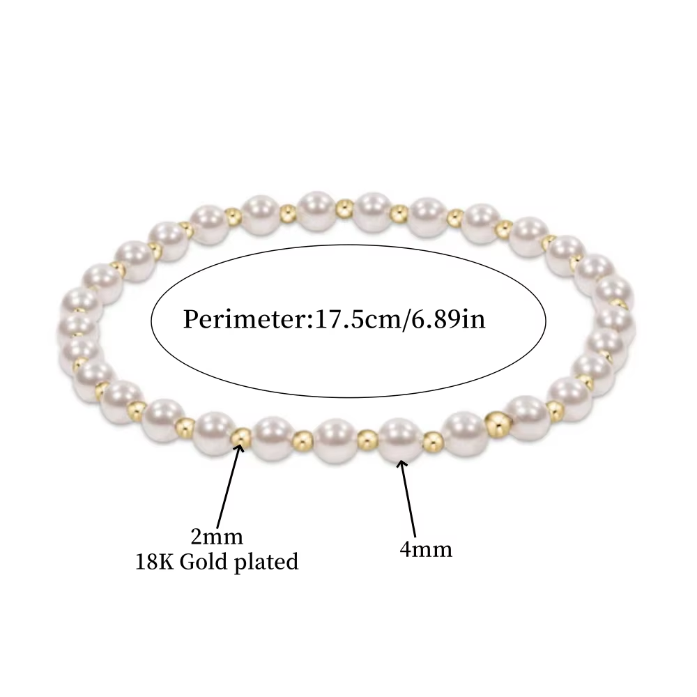 CCGOOD Golden Pearl Bracelet Women 18K Gold Plated Bead Bracelets Stack Pulseras De Mujer Jewelry Valentine Day Gift