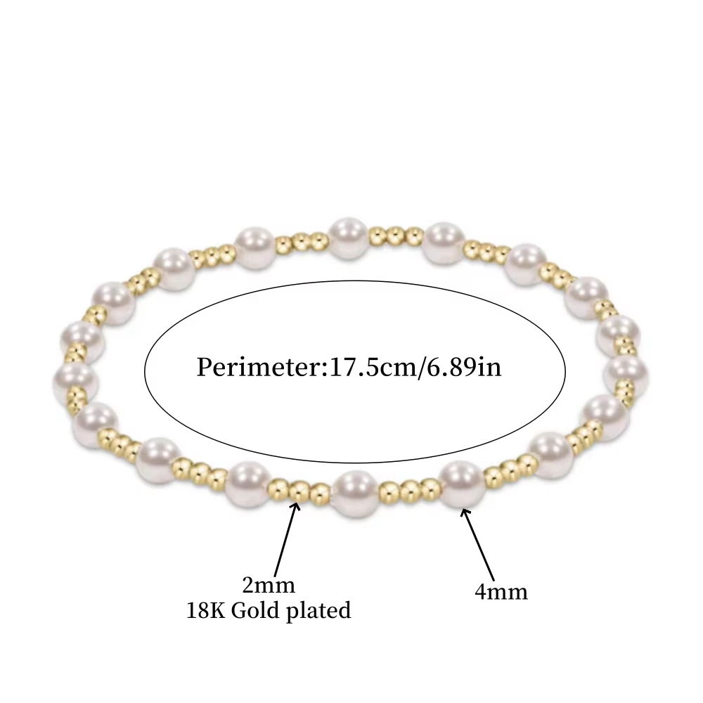 CCGOOD Golden Pearl Bracelet Women 18K Gold Plated Bead Bracelets Stack Pulseras De Mujer Jewelry Valentine Day Gift