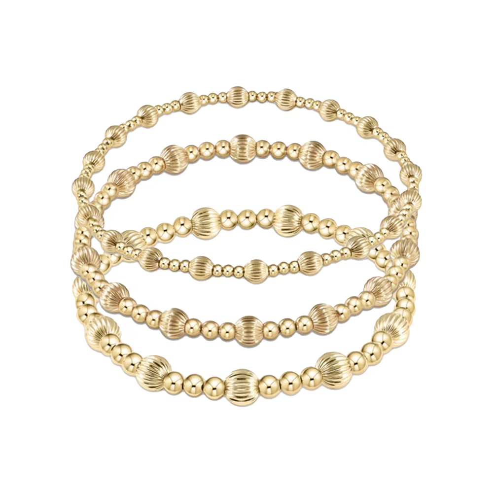 CCGOOD Stacks Dignity Sincerity Pattern Bead Bracelet 18 K Gold Plated Stretch Bracelets for Women Metal Jewelry