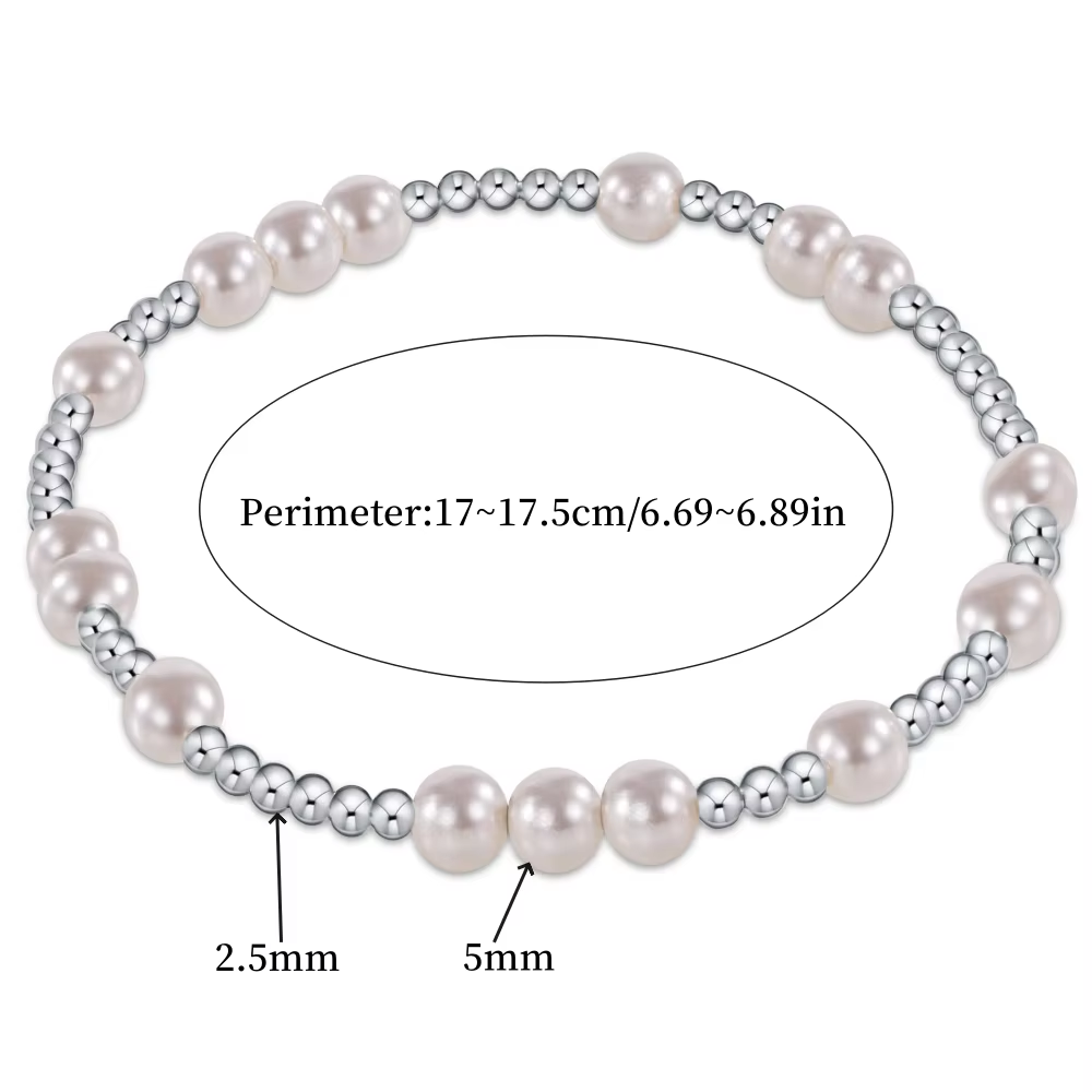 CCGOOD  Silver Color Ball Beads Bracelets Stackable Pearls Bracelet Jewelry for Women Female Gifts Fashion Accessories