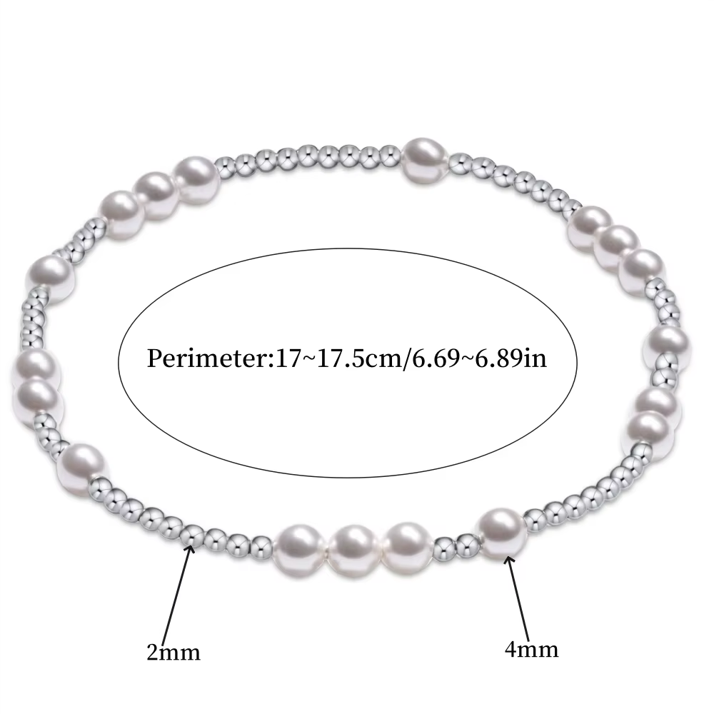 CCGOOD  Silver Color Ball Beads Bracelets Stackable Pearls Bracelet Jewelry for Women Female Gifts Fashion Accessories