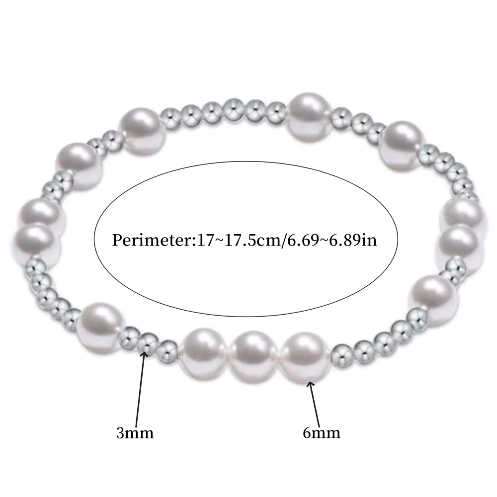 CCGOOD  Silver Color Ball Beads Bracelets Stackable Pearls Bracelet Jewelry for Women Female Gifts Fashion Accessories