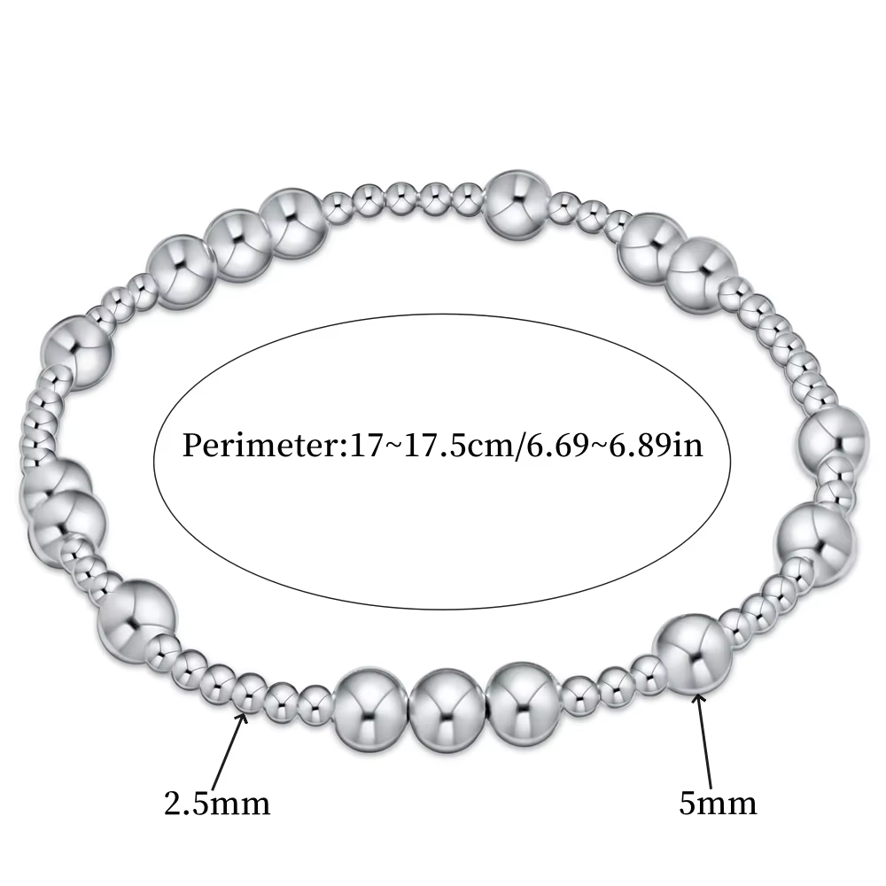 CCGOOD Stackable Metal Beaded Bracelet Irregular Silver Color Ball Beads Bracelets Jewelry for Women Ladies Accessories