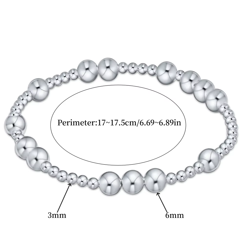 CCGOOD Stackable Metal Beaded Bracelet Irregular Silver Color Ball Beads Bracelets Jewelry for Women Ladies Accessories