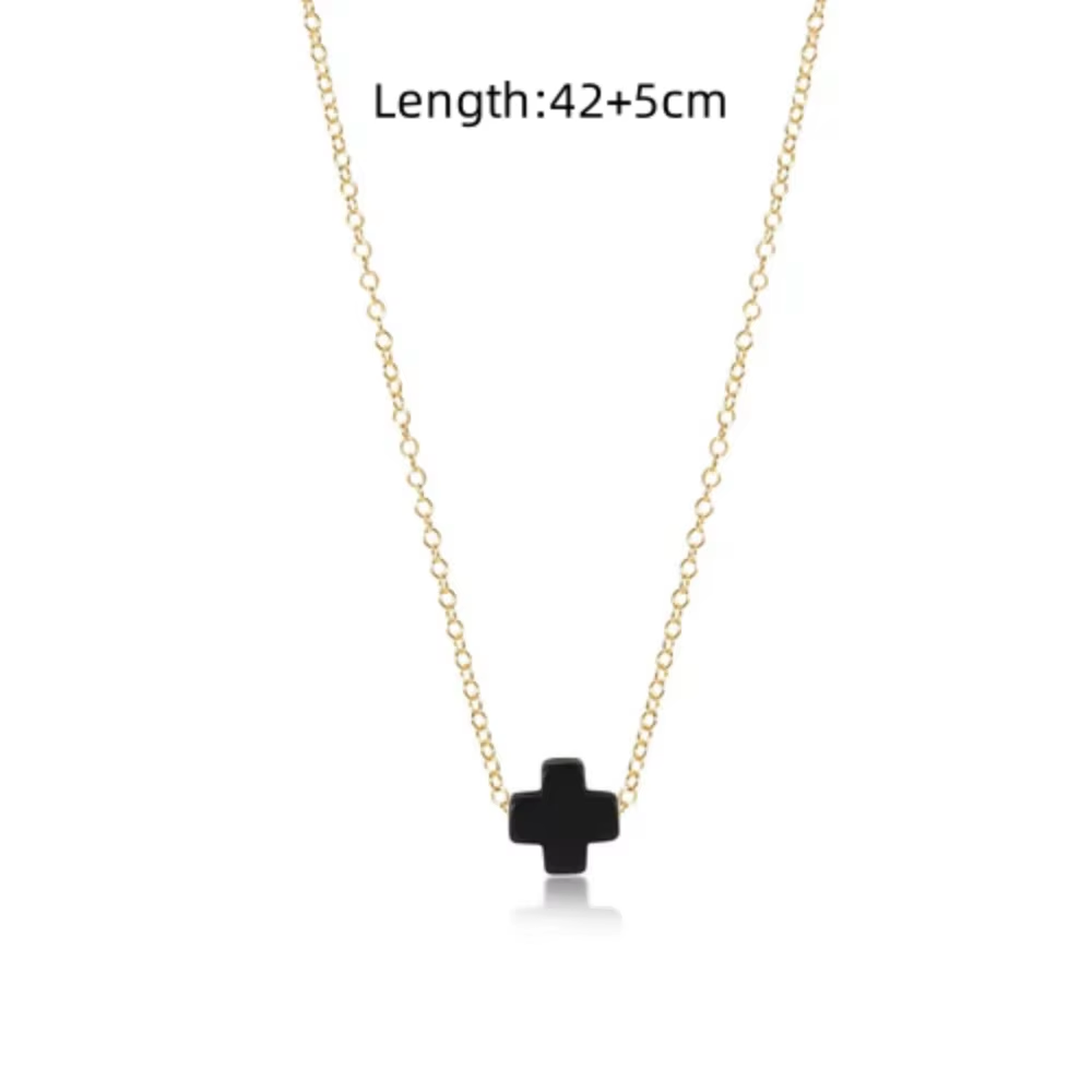 Cross Pendant Necklace for Women Simplicity Chain Choker Gold Color Stainless Steel Chain Necklaces Signature Cross Jewelry