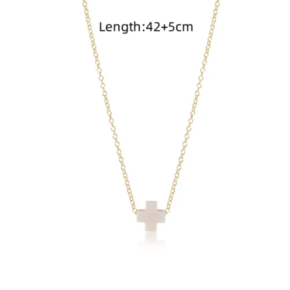 Cross Pendant Necklace for Women Simplicity Chain Choker Gold Color Stainless Steel Chain Necklaces Signature Cross Jewelry