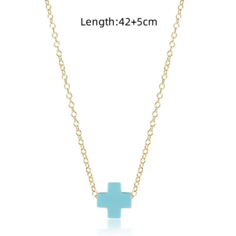 Cross Pendant Necklace for Women Simplicity Chain Choker Gold Color Stainless Steel Chain Necklaces Signature Cross Jewelry