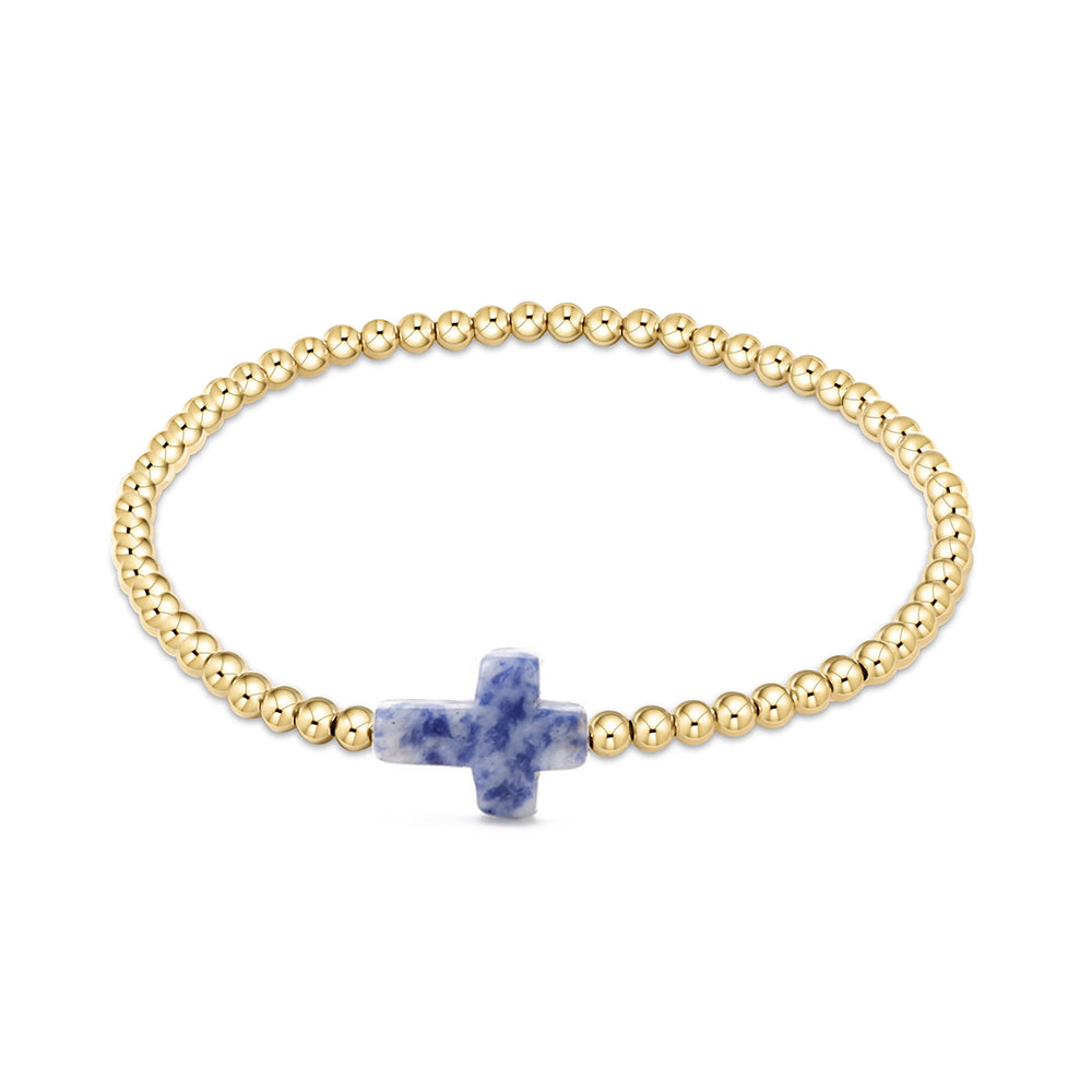 Pulsera CCGOOD con cruz de piedra natural chapada en oro de 18 quilates y cuentas de bola de 3 mm para mujer, joyería cristiana