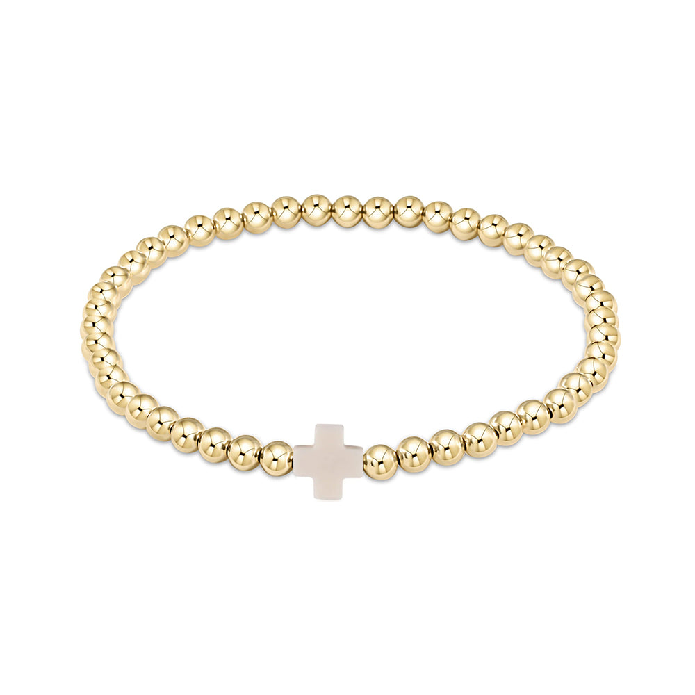 CCGOOD Shelly Pearl Bracelets Gold Color Beads Stackable Cross Bracelet for Women 18 K Gold Plated Stretch Pulseras Ladies Jewelry