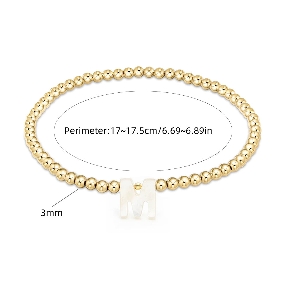 CCGOOD  A~Z Letter Bracelet for Women Jewelry MOP Shell Alphabet Initial Pendant 18 K Gold Plated Ball Beads Bracelets Accessories