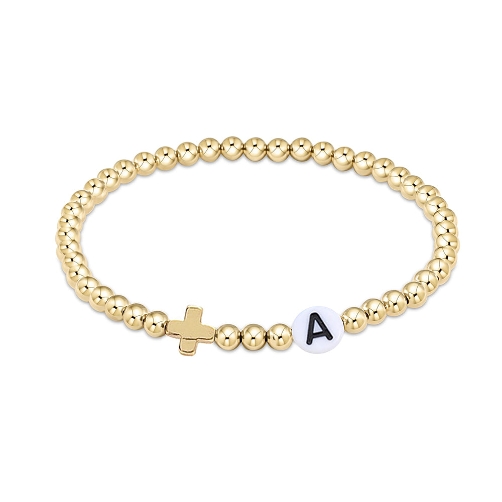 CCGOOD Customize Initial Letter Bracelet for Women Jewelry Cross Heart Evil Eye Bracelet Gold Plated 18 K Beads Stretchy Pulseras