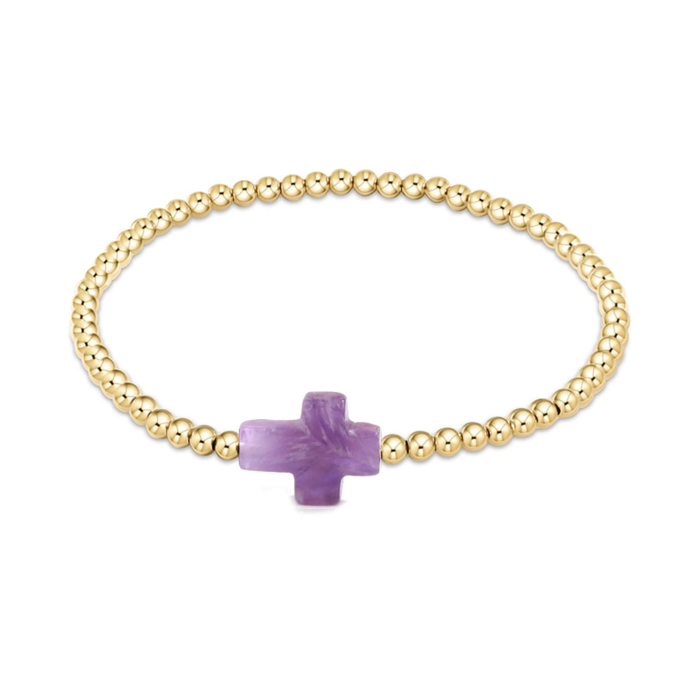 Pulsera CCGOOD con cruz de piedra natural chapada en oro de 18 quilates y cuentas de bola de 3 mm para mujer, joyería cristiana