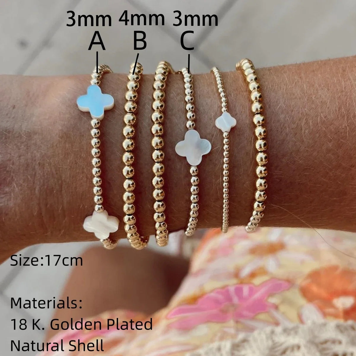 CCGOOD Beaded Bracelet Gold Plated 18 K Women Flower Jewelry Gift Beads Bracelet Stack Pulseras Mujer Femme